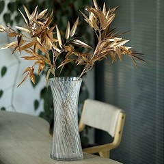 Gold 2 Metallic 33″ Artificial Bamboo Leaves Branches Faux Foliage Stems Events