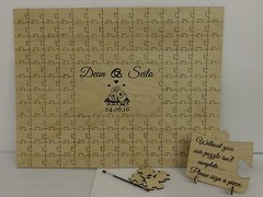 Personalised bee wooden wedding jigsaw guest book puzzle keepsake gift