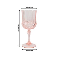 TRANSPARENT BLUSH 6 Plastic 8 oz Crystal Cut Goblets WINE GLASSES Party Events