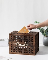 Wedding Card Box With Lid Wood Envelope Money Box For Reception 12x9x8.8 In