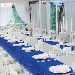 12 Pack Blue and Silver Tablecloth Table Runner 12 Pack,
