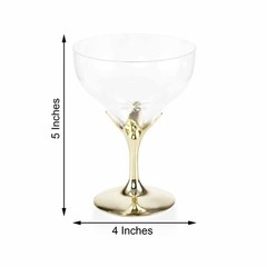 5 oz Disposable CLEAR GOLD PLASTIC Wedding GOBLETS Glasses TABLEWARE WHOLESALE