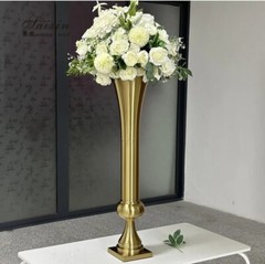 2pc Tall Gold trumpet vase for Wedding centerpiece table Wedding decor stand