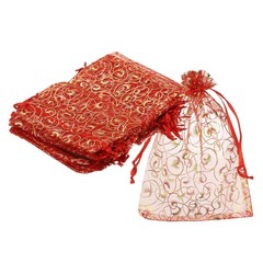 50Pcs Organza Bags 3.9×5.9 Inch Candy Bags Mesh Bag Jewelry Bag Red