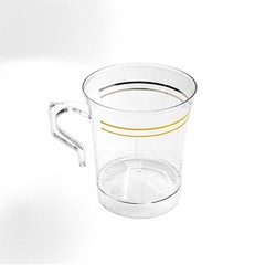 CLEAR 8 oz Plastic Shiny CUPS with Gold Rim Party Wedding Disposable Tableware