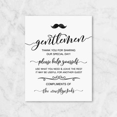 Wedding Bathroom Sign, Basket Signs, Women and Men Hospitality Basket, His and H