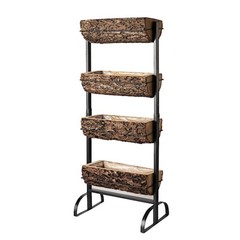 Black Brown 4 Tier METAL STAND Natural Wood PLANTER BOXES Party Home Decorations