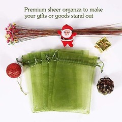 100pcs Organza Drawstring Bags 4 x 6 inch Candy Mesh Gift Bags Olive Green