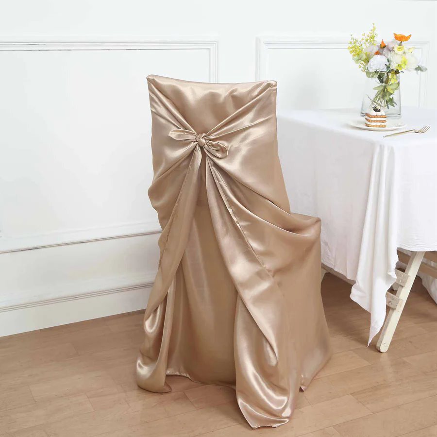 6 Nude SATIN UNIVERSAL CHAIR COVER for Wedding Banquet Reception Decorations