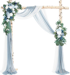 Dusty Blue Wedding Arch Flowers Kit with Draping Fabric – Pack of 4