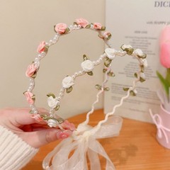 Elegant Pearls Rose Sweet Headwear For Weddings Parties Special Occasion