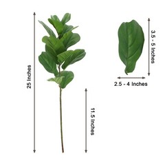 GREEN 2 Bushes 25″ Artificial Fiddle LEAVES STEMS Party Events Home Decorations
