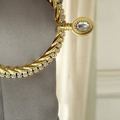 2 Round 6 in Plastic CURTAIN TIE Backs Braided Design Acrylic Crystals Party
