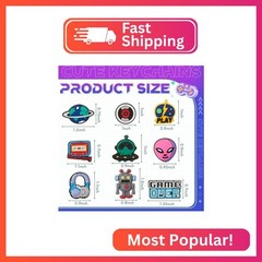 Batiyeer 36 Pack Cartoon Keychains Bulk, Novelty Sports, Robot, Alien, Video Gam