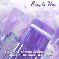 2 Pack Purple Iridescent Streamers Backdrop, 3.3×6.6ft Foil Fringe Curtains L…