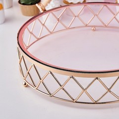 14″ Gold Clear Round Metal Glass Geometric Cake Stand Wedding Party Decorations