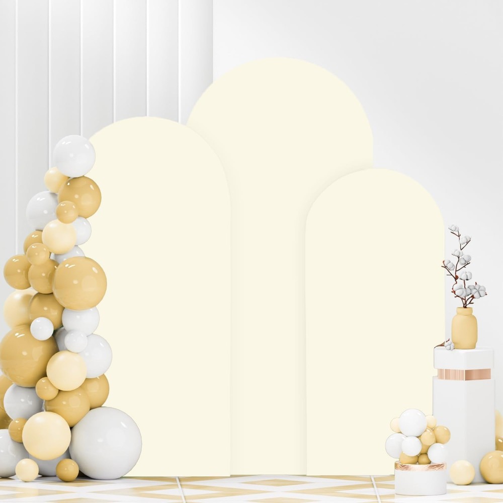 Ivory Wedding Arch Cover Set of 3 Arch Spandex Covers 5FT 6FT 7FT Baby Shower…