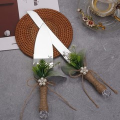 Rustic Style Stainless Steel Wedding Cake Knife and Serving Set Resin Plastic…