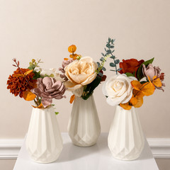 Terracotta Ivory Rose Bridal Bouquet Bridesmaid Boutonniere Bud Vase Wedding Set