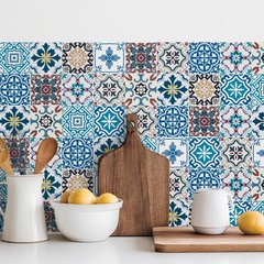 30 Pack, 4×4 Inch Eclectic Mediterranean Tile Stickers, Colorful Mosaic Peel …