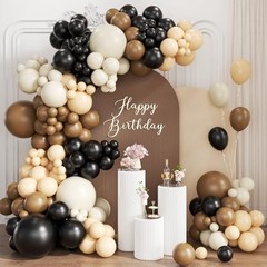 Black Brown Nude White Balloon Garland Arch Kit, 167Pcs Black Brown White