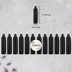Box of 12 Black Candles | 4 inches Tall & 3/4 inch Diameter Set 12,