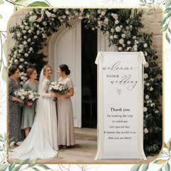 Elegant Wedding Welcome Sign Stand with Adjustable Easel and Satin Ribbon