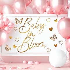 Runtoo Baby Shower Party Decal Sign Baby in Bloom Gold Gender Reveal Neutral …