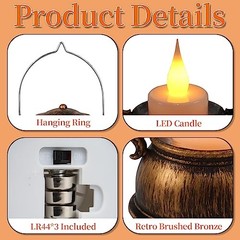 12Pcs Mini Lantern Decorative with Flickering LED Candle, 6Inch Brown-12pcs