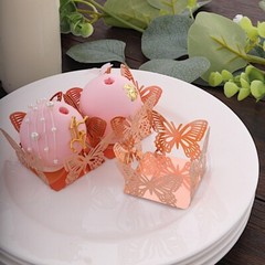 50 Metallic 4 in Mini Butterfly Square Cupcake Dessert PAPER LINERS Party Events