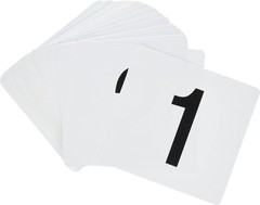Plastic Table Number Cards 1-100 Double Sided, 4″x4″ White with Bold Black Numbe
