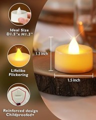 100-Pack Flameless LED Tea Lights Pack of 100 Brgiht Amber Light, White Base