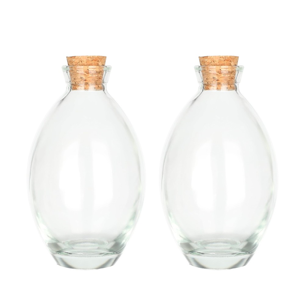 Magic Season Decorative Glass Bottles with Cork Stoppers (6 fl Transparent
