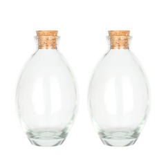Magic Season Decorative Glass Bottles with Cork Stoppers (6 fl Transparent