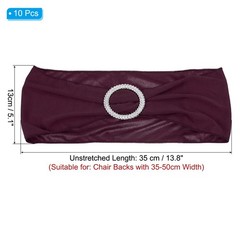 10Pcs 14″x5″ Stretch Chair Sashes Bows Chair Bands Sash with Buckle Maroon