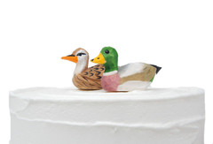 Mallard Duck Love Bird Cake Topper Bride & Groom Wedding Engagement Wood Statue