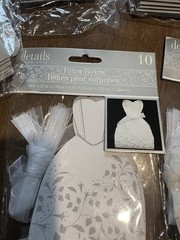 Wedding Engagement Favor Boxes Bridal Dress Silver & White 7 Packs of 10 NIB