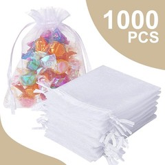 Pack of 1000 White Organza Bags 3×4 Inches for Jewelry Candy