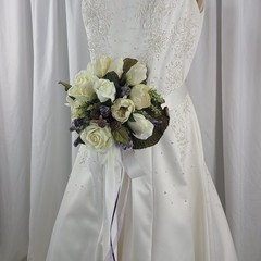 Tulip and Amethyst Garden Faux Silk Wedding Bouquet