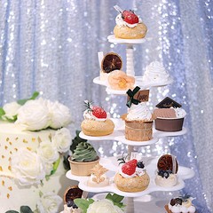 18″ WHITE 5 Tier Plastic Dessert Stand Scalloped CUPCAKE HOLDER Party Supplies