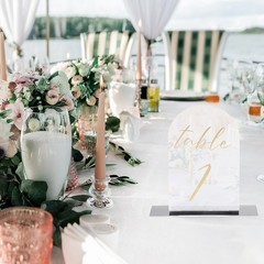 Arch Table Numbers 1-10 6″x4″ Acrylic Sign with Stand Single-Sided Mirror/Gold