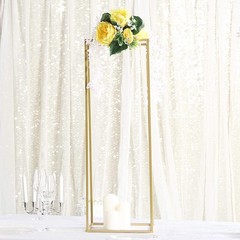 2 pcs 32-Inch Tall Gold Matte Metal Geometric Rectangular Stands 32″,