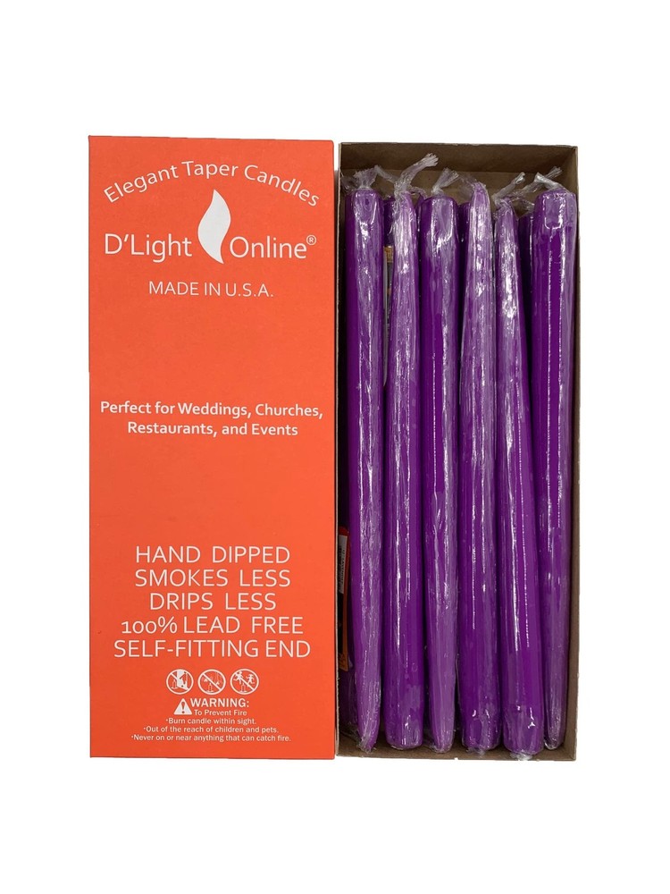 D’Light Online Dlight Online Elegant 10 Unscented Lavender Taper Candles