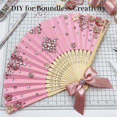 JOHOUSE 12 Pcs Foldable Hand Fan, 8.3 Inch Pink Paper Fans for Medium,