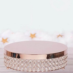 1 Tier ROSE GOLD METAL 13.5″ Cake Stand Crystal Beads Cupcake Wedding Dessert