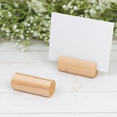 10 Natural 2″ Cylindrical Wood Table Number Sign Holders PLACE CARD STANDS Party