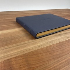Pottery Barn Italian Leather-Bound Guest Book Sign-in Book Navy Open Box NWOT