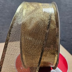 2 NEW Wired Jumbo 2.5″ Ribbon Gold Transparent Christmas Wedding Birthday Gifts