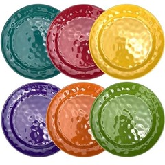 6-Piece 100% Melamine Dinner/Lunch Plate Set,10inch Round Melamine Multicolor