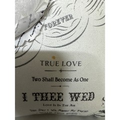 Wedding Ring Pillow I Thee Wed True Love Forever Floral Accent white w/ black